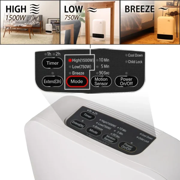 IRIS OHYAMA Chauffage D’appoint / Radiateur Soufflant Blanc Mobile Avec Capteur De… Dernières Nouveautés 4