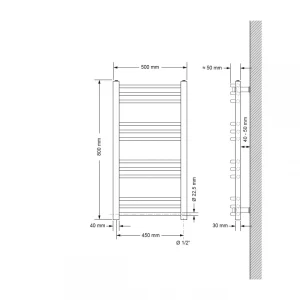 Retour Facile et Gratuit ECD GERMANY Corps De Chauffage De Bain 500 X 800 Mm Corps De Chauffage Service A M… 9
