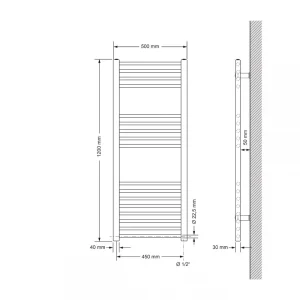 ECD Germany Radiateur De Salle De Bain électrique – 500 X 1200 Mm – B… mode 9