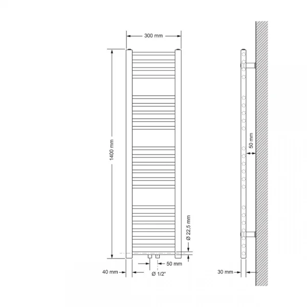 ECD GERMANY Radiateur De Salle De Bain Sahara 300 X 1400 Mm Anthracite Droit Avec … Meilleur Service 3