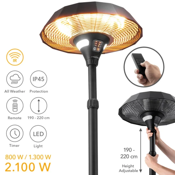 garantie de qualité TROTEC Parasol Chauffant Design IRS 2110, Chaleur à 360°, 2100 W, Ch… 5